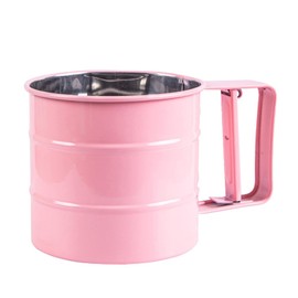 Cenbee Flour sieve stainless steel material manufacturing,Coffee Sieve Cup,Semi Automatic 2 Cup Sifter for Baking | Fine Mesh Pastry Sieve Cup（Pink）