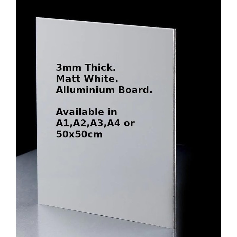 Aluminium Dibond Composite Board. 3mm. Matt White. A4, A3, A2,