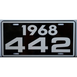 Motown Automotive Design 1968 68 Oldsmobile 442 Metal License Plate OLDS W30 W31 Hurst Cutlass TAG 6 X 12 Hot Rod Muscle Car Custom Classic Museum Collection Novelty Wall Art Sign Gift