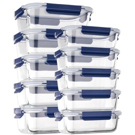 coccot Glass Food Storage Containers with Lids Airtight, [10 Pack] Glass Meal Prep Containers, Storage Container Set with Bpa-free Lid for Food, Lunch Bento Box