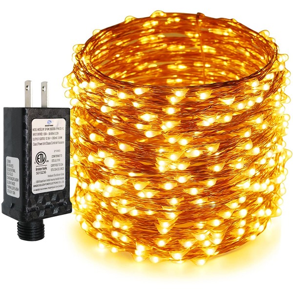 CHMEFLY 75Ft Outdoor String Lights, 200LED Fairy Curtain Light,Plug in