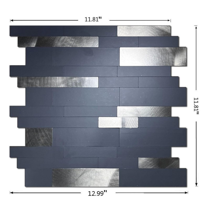 weimeisc 10-Sheet Peel and Stick Backsplash Tile, PVC Mixed Metal