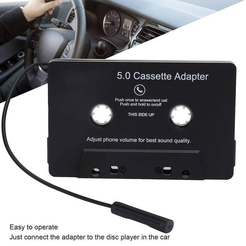 Bluetooth Cassette Adapter, Built‑in Microphone Bluetooth 5.0 MP3 Player LED