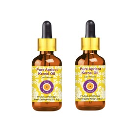 dve herbes dve herbes Pure Apricot Kernel Oil (Prunus armeniaca) with Glass Dropper Cold Pressed (Pack of Two) 100ml X 2 (6.76 oz)