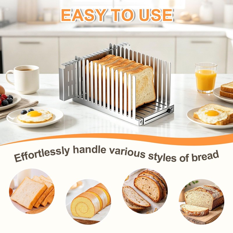 Bread Slicer for Homemade Bread - Upgrade Adjustable Stainless Steel