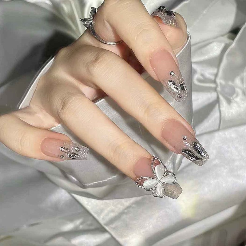 RikView Prensa Larga En Uñas Ataúd Uñas Acrílicas Uñas Desnudas