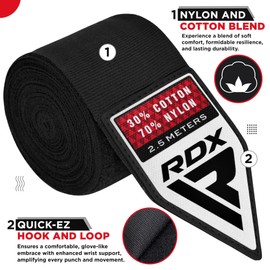 RDX Boxing Wraps Kids 2.5M Inner Gloves, Elasticated Thumb Loop Bandages, Junior Under Mitts Hand Fist