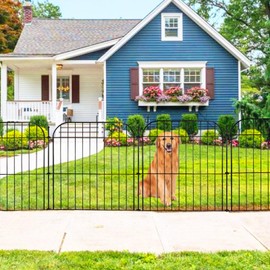 Blingluck Decorative Garden Fence, 5 Panels 24 in(H) x 10 ft(L) Rustproof Metal Wire No Dig Dog Fence Outdoor for Yard, Temporary Tall Garden Fence Animal Barrier Decor for Yard & Patio