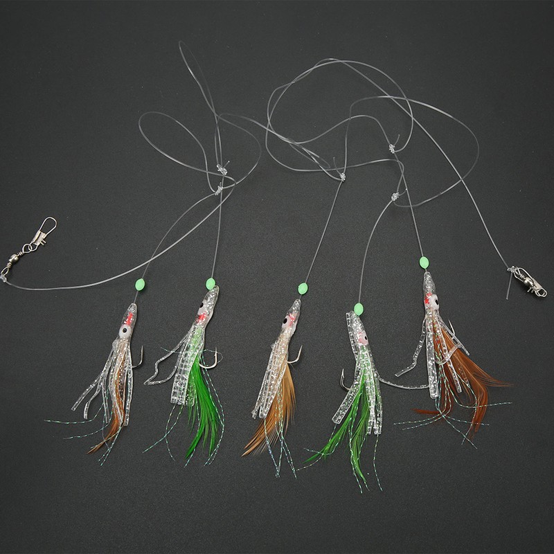 5 Set Octopus Simulation Fishing Rigs Luminous Fishing Lure Bait