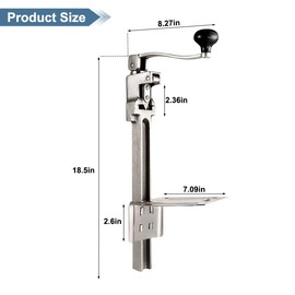 FNT Commercial Can Opener for Large Cans, Manual Heavy Duty for Restaurant Bars Hotel, Table Stainless Steel Can Opener with Base for Cans Up to 11" Tall