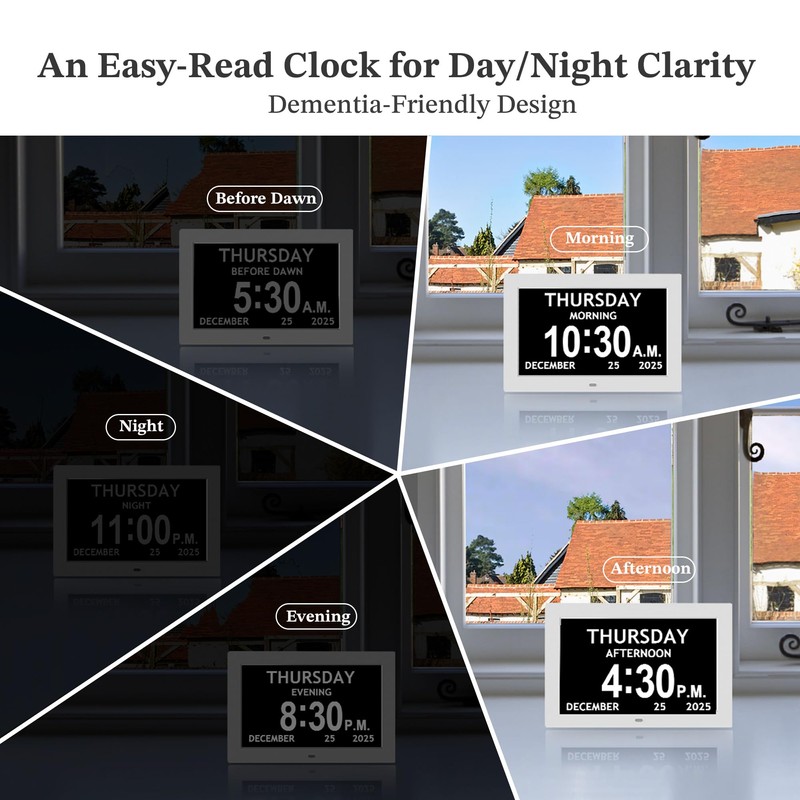 10.1'' Extra Large Digital Clock, 1280*800p HD Display, Dementia Clock