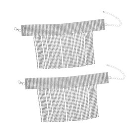 COLLBATH 2pcs Silver Tassel Anklet Women's Fashion Anklet Wedding Anklet Decorative Foot Chain Elegant Ladies