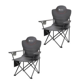 OUTSIDER Folding Camping Chair Heavy Duty Folding Chair 400lbs Oversized Outdoor Chairs with Cup Holder, Cooler Bag, Storage Pocket & Lumbar Support (Style-2, 2pcs)