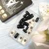 Christmas Press on Nails Short Square Black Snowflake False Nails