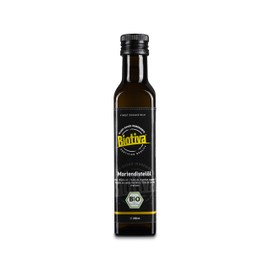 Milk Thistle Oil Cold Pressed Organic 250 ml - Silybum Marianum - Milk Thistle Oil - Mild Nutty - Golden Yellow Colour - Ideal for Soups Artichokes and Pumpkin - Bottled in Germany Biotiva