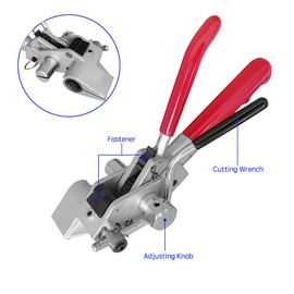 Generic Metal Banding Strapping Kit, Heavy Duty Stainless Steel Strapping Tool, Ratchet Tensioner & Cutting Tool, 100ft SUS304 Banding & 100pcs SUS304 Buckles, Width 0.18-0.98in for Pallet Packaging