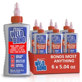 Weldbond Multi-Purpose Glue - The Ultimate Bonding Solution ! Non-Toxic Glue for Wood Glue Glass Mosaic Ceramic Pottery Craft Tile Porcelain Stone Jewelry Fabric Furniture & More. 5.0z /160ml 6-Pack