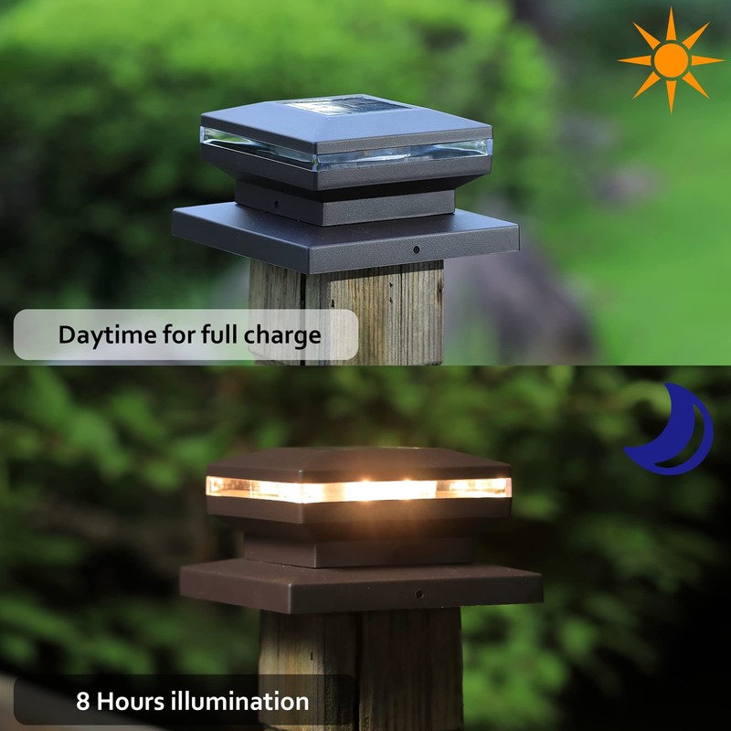 Dynaming 8 Pack Solar Post Cap Lights, Outdoor Decorative Post