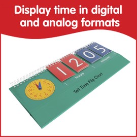 edxeducation Time Flip Chart - Teaching Clock for Kids - Learn to Tell Time with Analog and Digital Formats