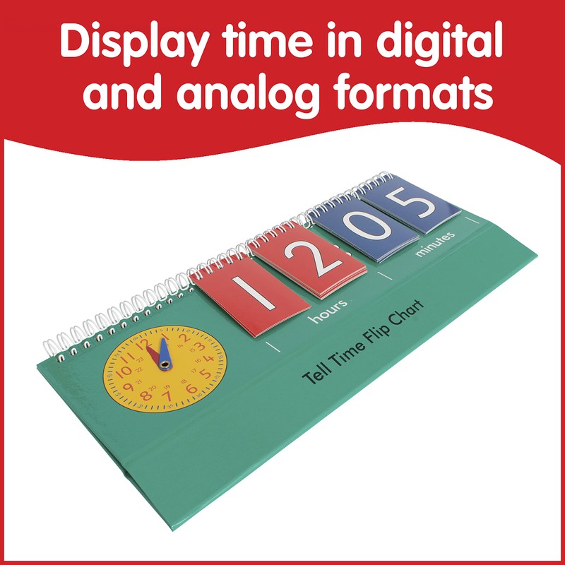edxeducation Time Flip Chart - Teaching Clock for Kids -