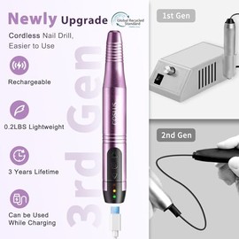 COSLUS Lima de Uñas Eléctrica Inalámbrica: Profesional para Uñas Acrílicas, Gel y Polvo – Máquina Portátil para Manicura y Pedicura con Kit Completo, 