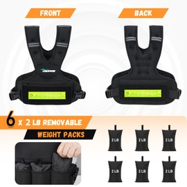 Adjustable Weighted Vest for Women, 16-28lbs Rucking Vest with LED Light Strips, Weight Vest with 6 Ironsand Weights, and Zipper Pocket for Strength Training, Walking, Running Black
