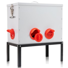 Automatic Chicken Feeder with Locking Lid and Base, 40 lb 6 Mouth Large Metal Chicken Feeders, No Waste Poultry Feeder Fit for Hen Coop