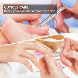 2 Pcs Stainless Steel Cuticle Pusher Tool Stainless Steel Cuticle Pusher Tool with 10 Sheet Sandpaper, Non Slip Double Ended Nail Cuticle Trimmer Nail for Removing Dead Skin on Fingers.