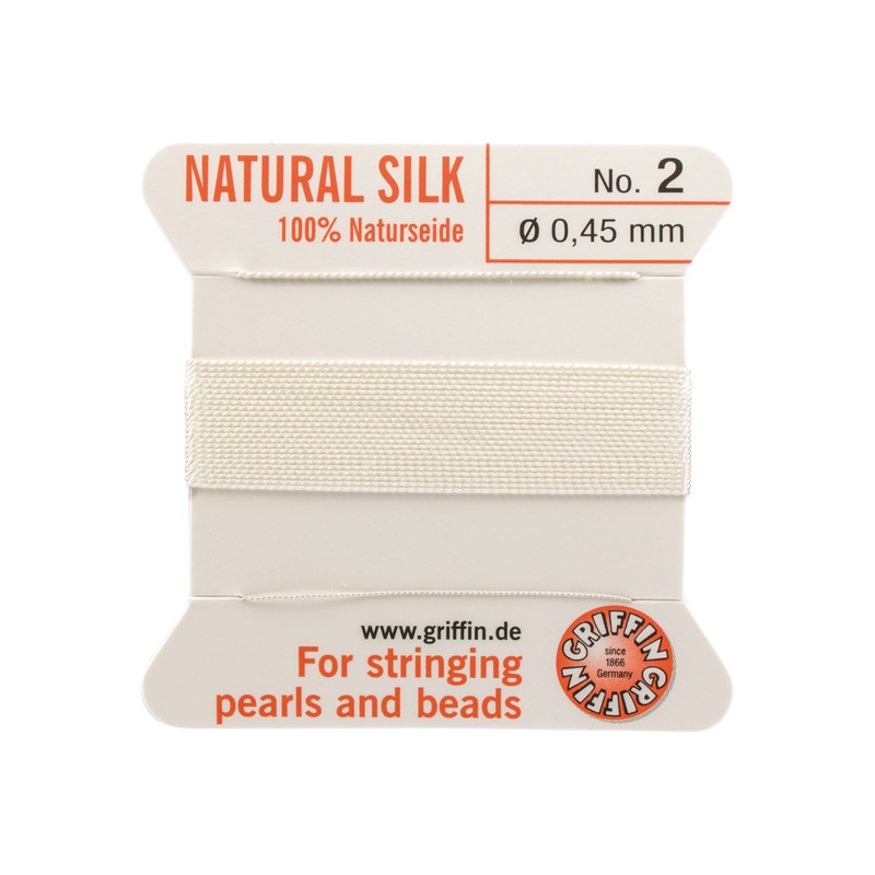 Griffin 100% Natural Silk Beading Cord String Thread - White