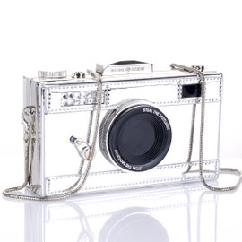 QZUnique Camera Shoulder Bag Snapshot PU Leather Crossbody Bag Vintage Novelty Cute Handbag Purse, A-silver, One Size