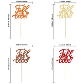 24 piezas de adornos para cupcakes con purpurina temática de otoño para despedida de soltera, para otoño, boda, compromiso, aniversario, fiesta de cumpleaños, decoración de pasteles, suministros coloridos