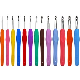 Gentle Crochet Hooks Set for Beginners Adults - 14 Full Size pcs with Soft Rubber Grip, Perfect for Arthritic Hands, Includes 4mm Crochet Hook, Ideal for Parents-Child Campaign and Cozy Crafting