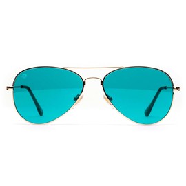 RainbowOPTX Blue Aviator Sunglasses for Women Men, Fashion Retro Trendy Sunglasses, Mood Boosting, UV Sun Glasses - Aqua Blue Sunglasses