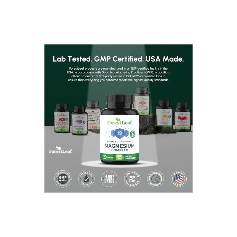 Forestleaf Complejo Magnesio 500mg Cápsulas Suplemento 500
