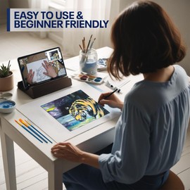 Painting4Real DIY Painting Kits for Adults and Kids with Video Tutorials: Learn How to Paint Abstract Tiger – Painting Set & Art Supplies Kit – 9 Piece Acrylic Paint Set