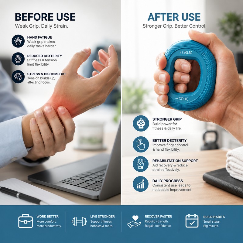 Silicone Hand Grip Ring Set for Finger Exercise – Portable