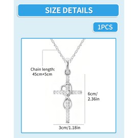 MYGLOAR 925 Sterling Silver Cross Chain, Sterling Silver Necklace, Women's Silver Chain with Cross, Men's and Women's Necklace, Silver Cross Pendant