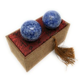 THY COLLECTIBLES Blue Corundum Marble Stone Chinese Healthy Exercise Massage Baoding Balls