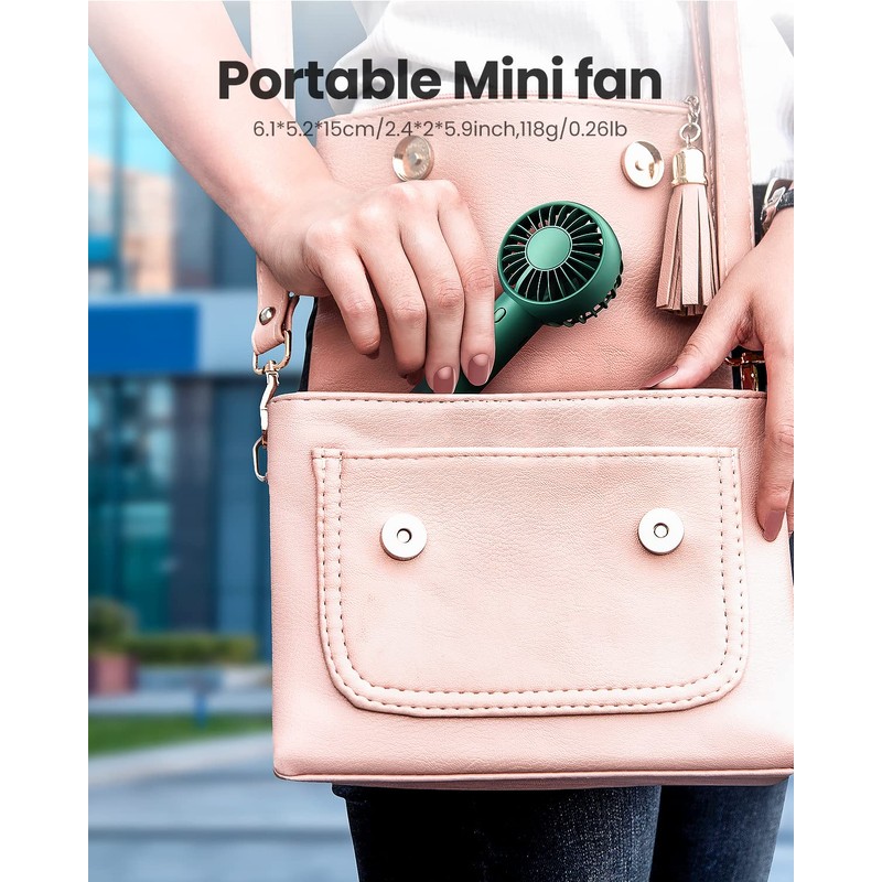 Gaiatop Mini Portable Fan, Navy Green, Cute Design, Rechargeable Battery,