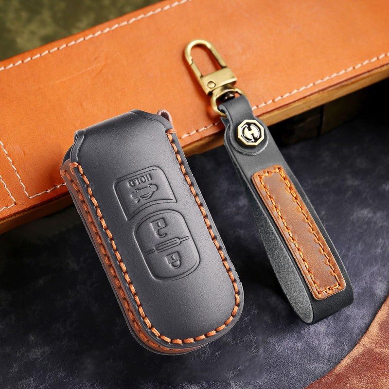 [ontto] Mazda Key Case, Key Holder, Key Cover, Leather, Compatible
