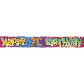 Happy 21st Birthday Banner - 12 ft | Disposable | Foil | Fun Art | 1 Pc