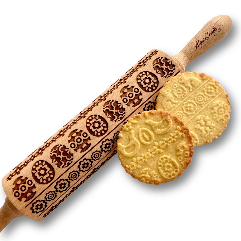 Easter Band Embossed Rolling Pin with Pattern for Homemade Pastries