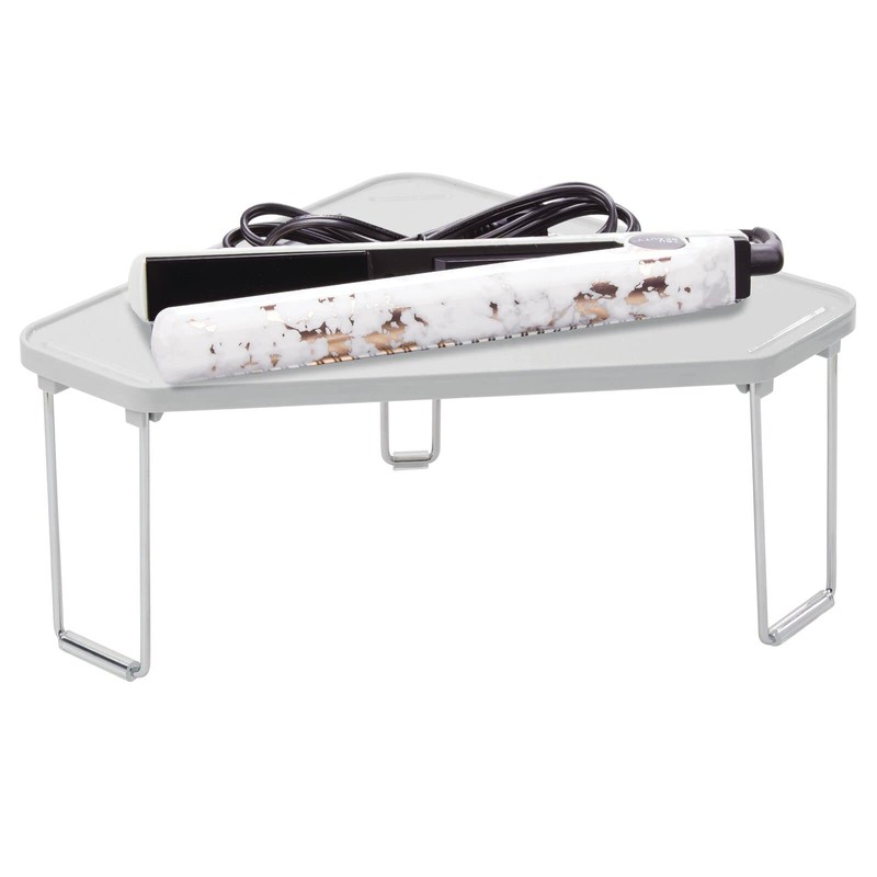 mDesign Plastic/Steel Corner Stackable Rack, Storage Organizer Shelf for Bathroom,