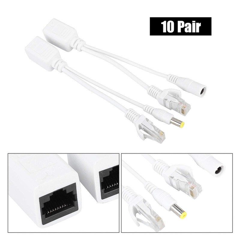 10 Pares Cable PoE RJ45 Alimentación sobre Adaptador, Splitter DC