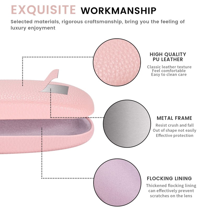 MOLSHIEN Hard Shell Leather Glasses Case, Portable Glasses Bag for