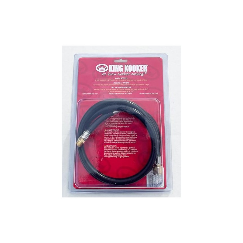 King Kooker 4’ LPG Hose with 3/8” Female Flare Swivel