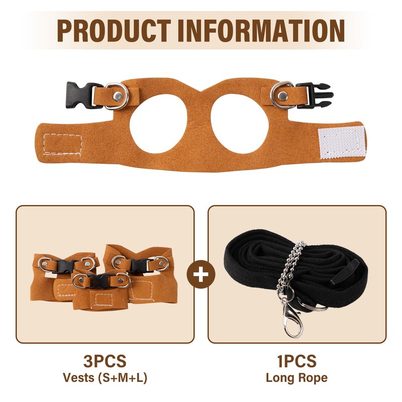 Swirge 3Pcs Rat Harness and Leash, Small Animal Training Walking