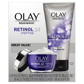 Olay Retinol 24 Night Moisturizer And Facial Cleanser Duo With Bonus Cleansin...