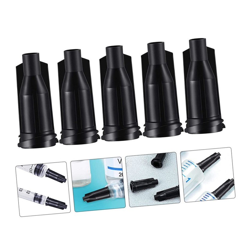 Mobestech 250pcs Luer Lock Dispensing Tip Caps Reusable Black Syringe