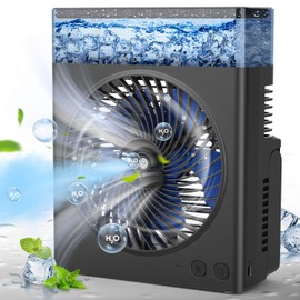 JINLICTE Portable Misting Fan, 8000mAh 8-Inch Rechargeable Water Cooling Mist Fan with 600mL Water Tank, Quiet USB Battery Powered, Perfect Cooling for Camping Home Outside Office